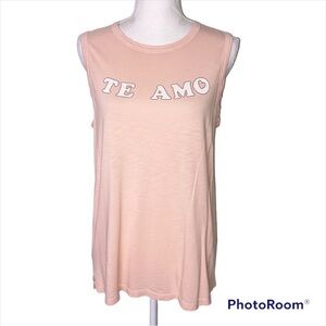 MATE the Label “Te Amo” Graphic Print Muscle Modal Pima Cotton Tank Top Size M/L